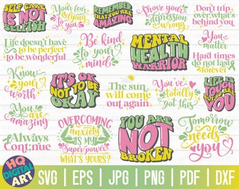 Mental health awareness SVG Bundle THREE / Inspirational Bundle SVG / Free Commercial Use / Cut Files for Cricut / Instant Download