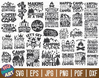 Camping Quotes SVG Bundle / 30 designs / Free Commercial Use / Cut Files for Cricut / clipart / printable / vector / instant download