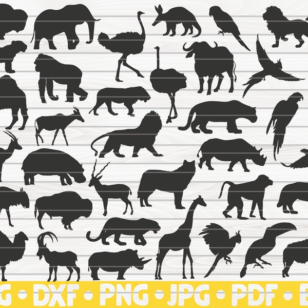 36 Silhouettes d'animaux africains / Fichier de coupe / cliparts / imprimables / vecteurs / téléchargement instantané à usage commercial