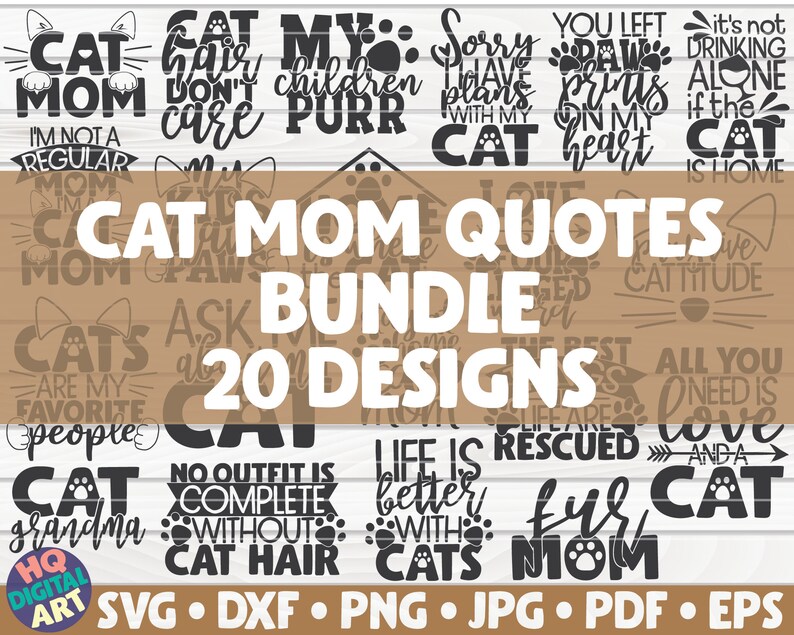 Download Cat Mom Quotes SVG Bundle 20 designs Pet Mom Cut File | Etsy