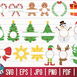 Christmas Monogram Bundle SVG / Christmas Monogram Frame SVG / Christmas Split Monogram SVG / Cut file Clipart Vector Silhouette Cricut