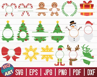 Christmas Monogram Bundle SVG / Christmas Monogram Frame SVG / Christmas Split Monogram SVG / Cut file Clipart Vector Silhouette Cricut
