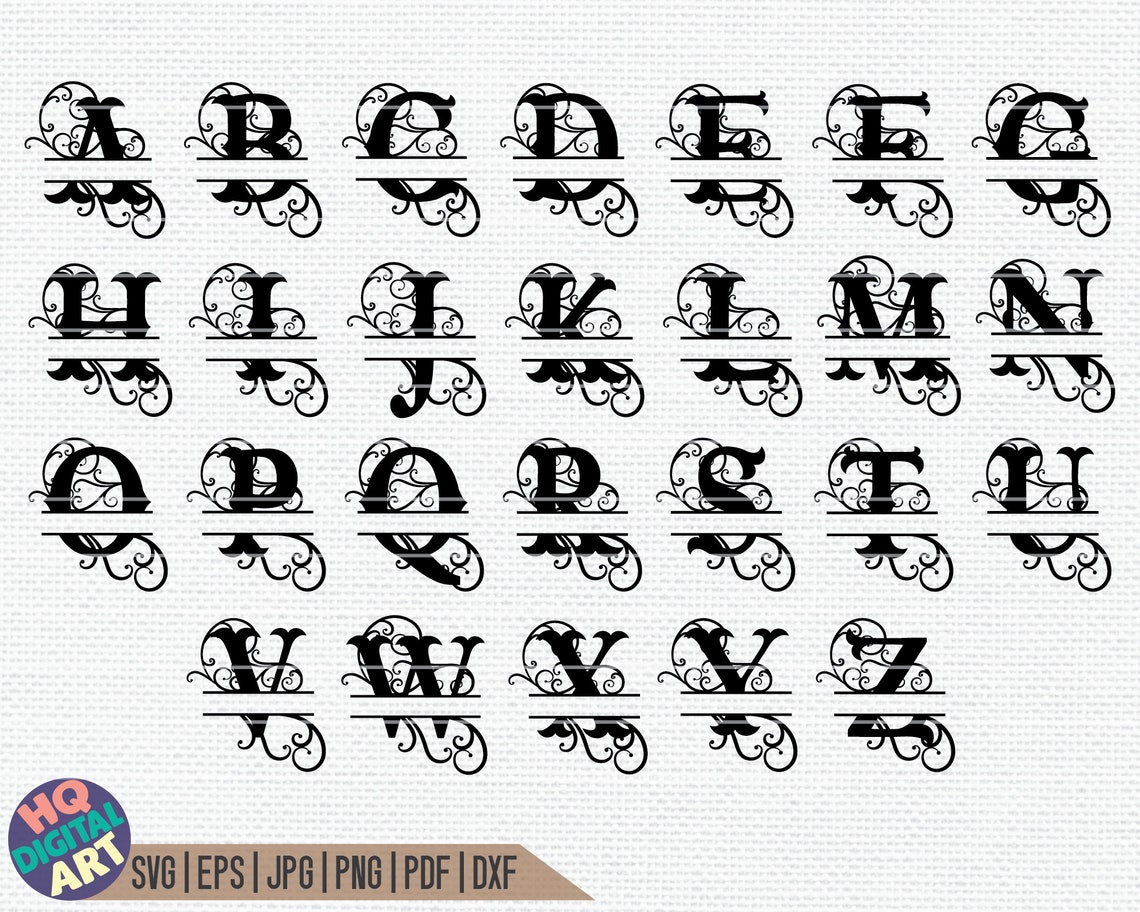 Western Split Monogram Alphabet SVG / Fishtail Split Monogram Frame ...