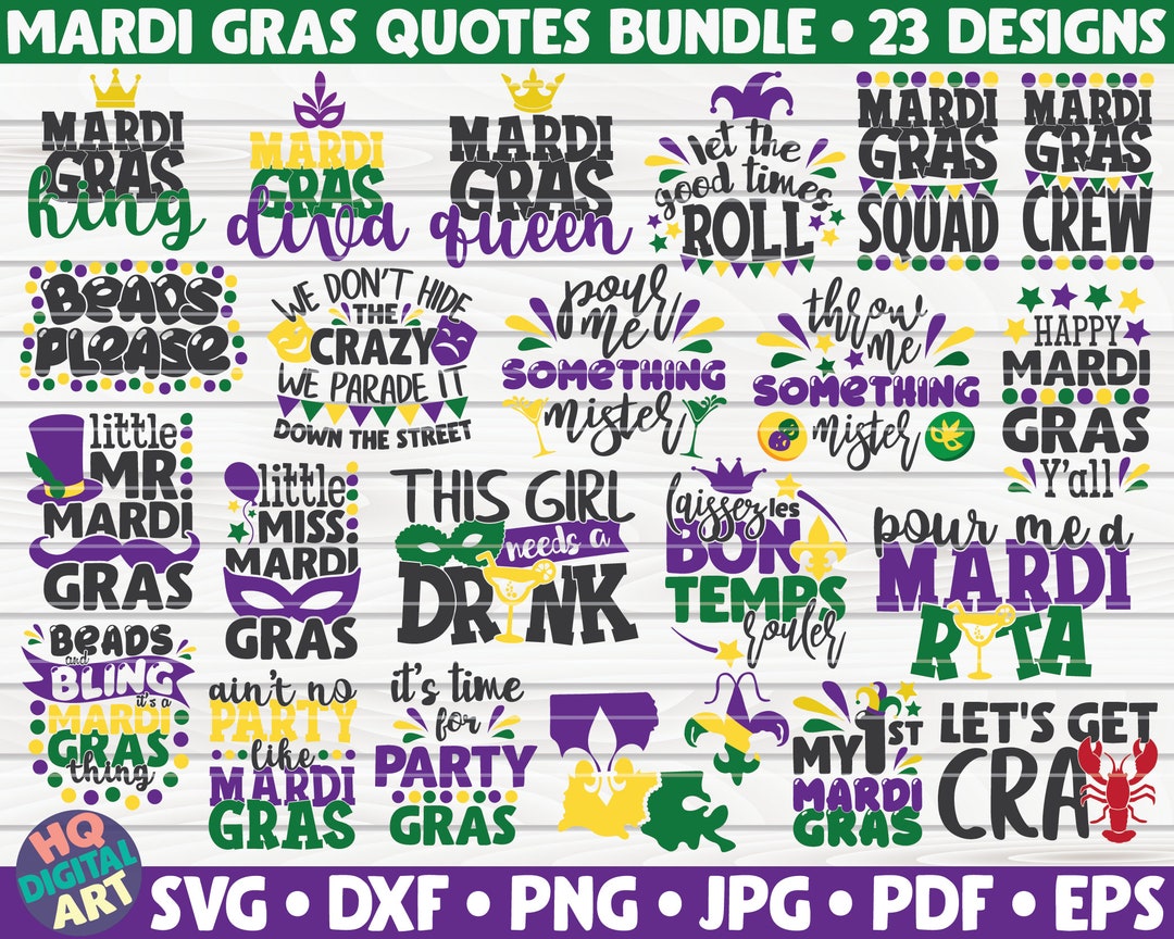 Mardi Gras SVG Bundle / 23 Designs / Free Commercial Use / Cut Files