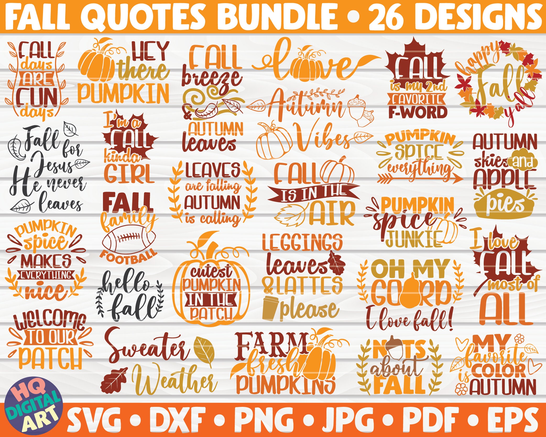 Autumn Quotes Vintage Lettering Set Fall Stock Vector (Royalty