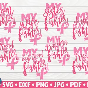 Cancer fighter SVG Bundle / 8 Cancer Awareness designs / Cut File / clipart / printable / vector | commercial use instant download