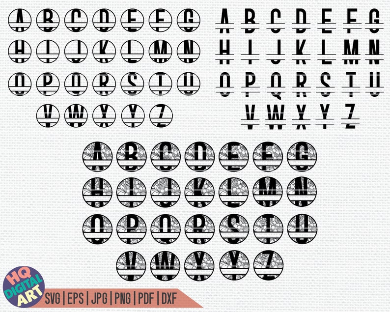 HUGE Split Monogram Alphabet Bundle SVG / Split Monogram Frame Alphabet Bundle / 26 Letter Designs / Digital Download for Cricut, Silhouette image 3