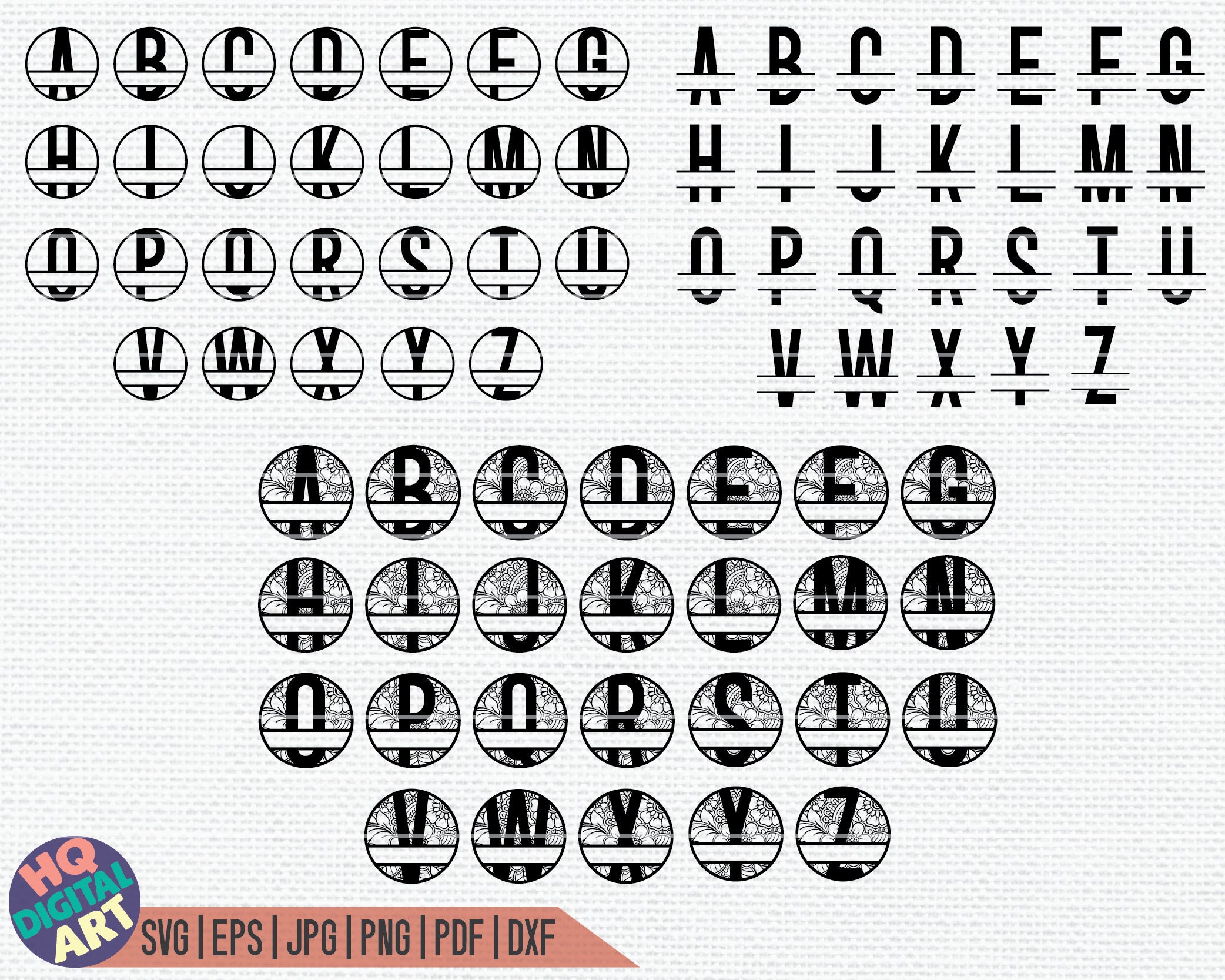 HUGE Split Monogram Alphabet Bundle SVG / Split Monogram Frame Alphabet ...