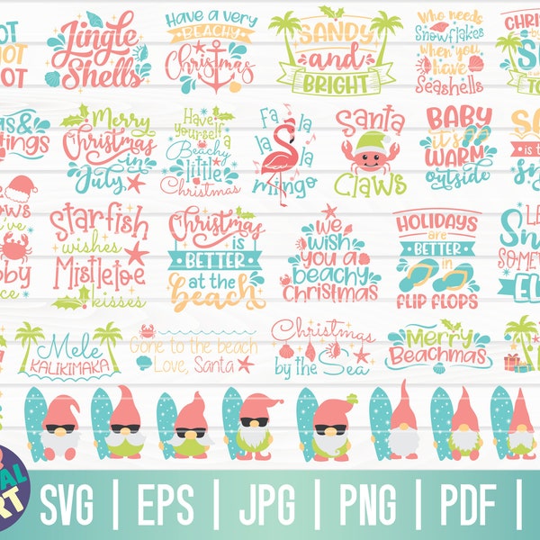 Tropical Christmas SVG Bundle / Christmas in July SVG / Tropical Gnomes Bundle / Free Commercial Use / Cut Files for Cricut