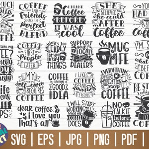 Kaffee Zitate SVG Bundle VIER / kostenlose kommerzielle Nutzung / geschnittene Dateien für Cricut / Clipart / Printable / Vektor / Aufkleber / Instant Download