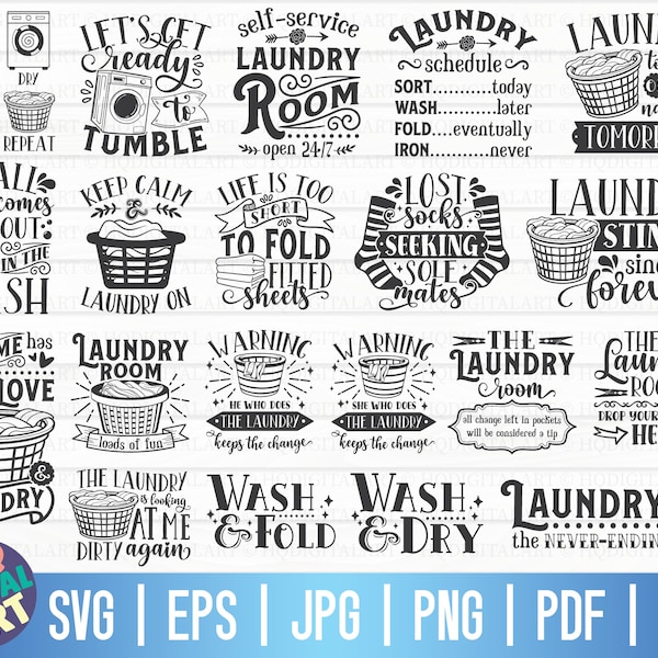 Laundry room SVG Bundle ONE / Laundry room signs SVG Bundle / Funny Laundry svg / Free Commercial Use / Cut Files for Cricut