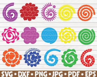 15 個のロールフラワー バンドル SVG / クリカット用カット ファイル / クリップアート / 印刷可能 / ベクター / 商用利用無料 | 即時ダウンロード
