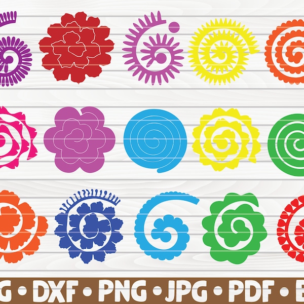 15 Rolled Flowers Bundle SVG / cut files for cricut / clipart / printable / vector / free commercial use | instant download