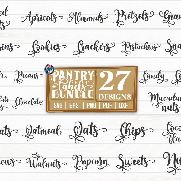 Pantry Labels SVG Bundel / Keuken SVG / Noten en snacks labels SVG / Cut File / Clipart / Afdrukbaar / Vectoren / Sticker / Commercieel gebruik