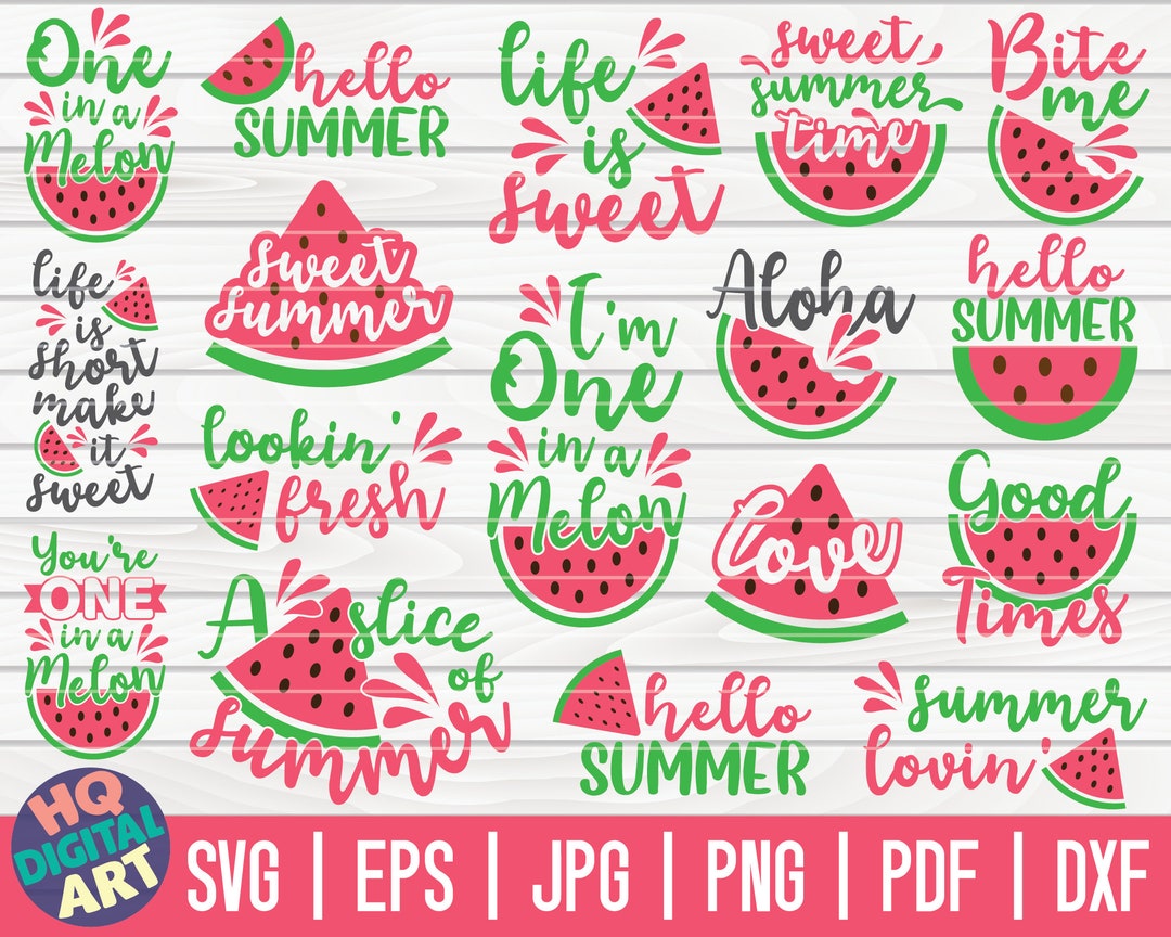 Watermelon Quotes SVG Bundle / 17 Designs / Free Commercial Use / Cut
