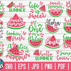 Pacchetto SVG citazioni di anguria / 17 disegni / Uso commerciale gratuito / Taglia file per Cricut / clipart / stampabile / vettoriale / download istantaneo