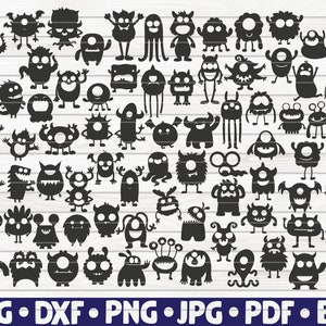 76 Mini Monster Silhouetten / geschnittene Datei / Cliparts / printable / Vektoren / kommerzielle Nutzung sofort download