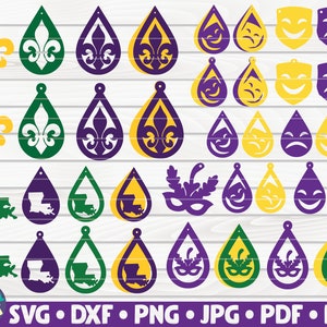 37 Mardi Gras earrings bundle / teardrop earrings / vector jewelry template / laser cut / pendant / DIY | instant download