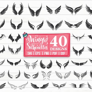 Wings Silhouettes SVG Bundle/ Cut File / Cliparts / Printable / Vectors / Decal / Commercial use / Instant download