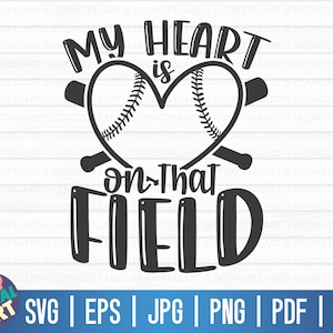 Mijn hart ligt op dat veld SVG/honkbal SVG/softbal SVG/cut-bestand/clipart/afdrukbaar/vector/commercieel gebruik/instant download