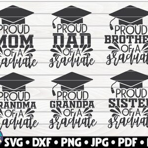 Famille fière d'un bundle SVG diplômé / Graduation Quotes / Free Commercial Use / Cut Files for Cricut / printable vector / instant download
