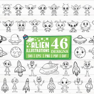 エイリアン イラスト SVG バンドル / エイリアン SVG / カット ファイル / クリップアート / 印刷可能 / ベクター / デカール / 商用利用 / 即時ダウンロード