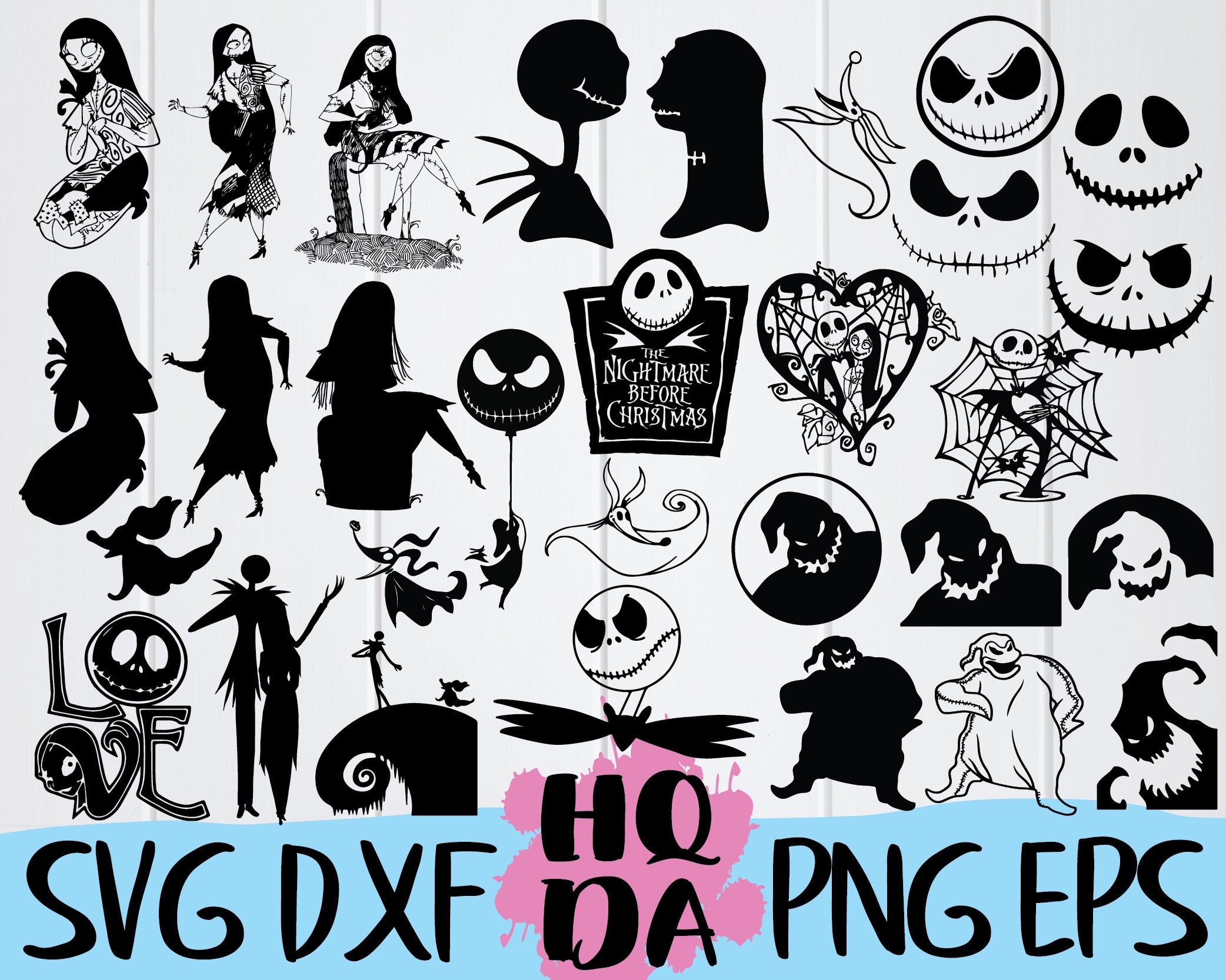 30 Nightmare Before Christmas silhouettes svg cut file vector | Etsy