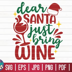 Caro Babbo Natale porta solo vino SVG / Funny Christmas Quote SVG / Cricut / Silhouette Studio / Cut File / Clipart / Printable / Vector