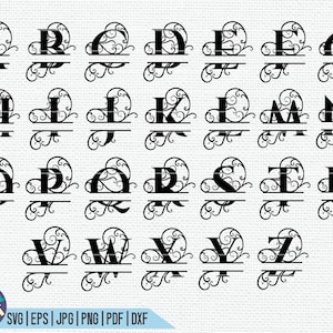 Split Monogram Alphabet Bundle SVG / Split Monogram Frame Alphabet ...