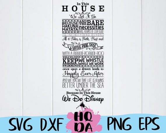 Download In this house We do Disney svg cut file Wall print Wall | Etsy