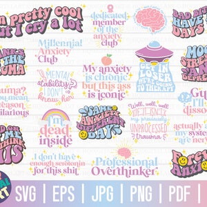 Funny mental health awareness SVG Bundle ONE / Free Commercial Use / Cut Files for Cricut / Instant Download