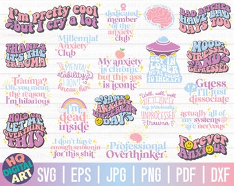 Funny mental health awareness SVG Bundle ONE / Free Commercial Use / Cut Files for Cricut / Instant Download
