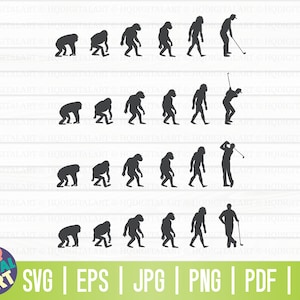 Paquete SVG de siluetas de evolución de golf, SVG de golf, SVG de golf, SVG de golfista, Archivo de corte de golf, Cricut de golf, Silueta de golf, Camiseta de golf