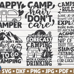 Camping Quotes SVG Bundle / 30 Designs / Free Commercial Use / Cut ...