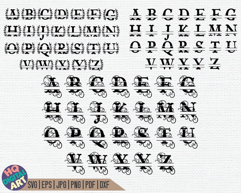 HUGE Split Monogram Alphabet Bundle SVG / Split Monogram Frame Alphabet Bundle / 26 Letter Designs / Digital Download for Cricut, Silhouette image 8
