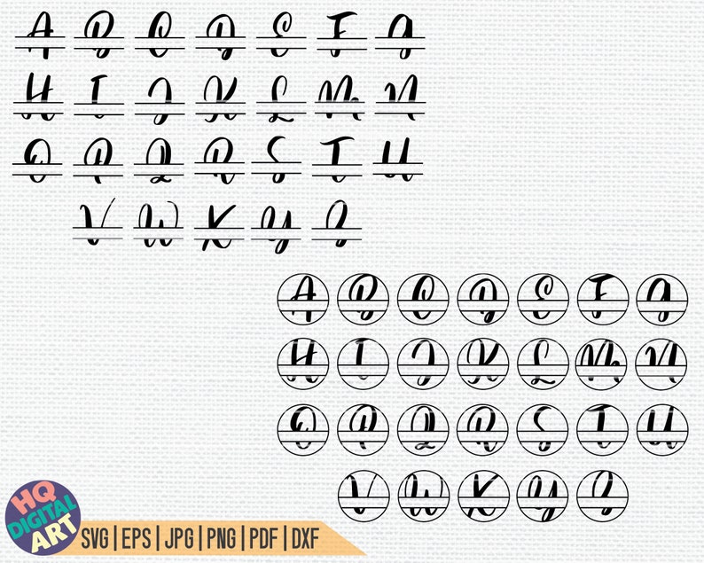 HUGE Split Monogram Alphabet Bundle SVG / Split Monogram Frame Alphabet Bundle / 26 Letter Designs / Digital Download for Cricut, Silhouette image 9