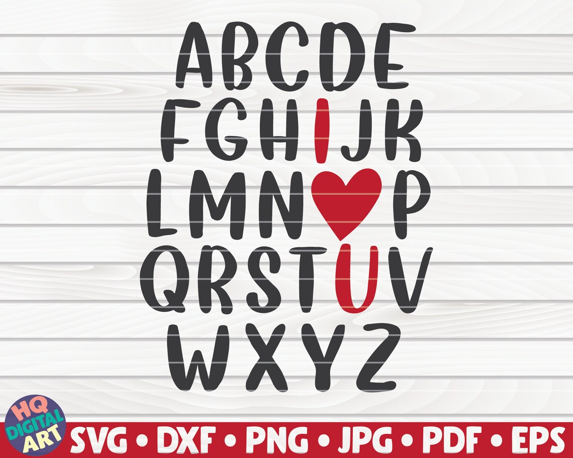 I Love You Alphabet SVG Valentine's Day Vector Cut | Etsy