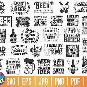 Bier citaten SVG bundel / 30 ontwerpen / gratis commercieel gebruik / bestanden knippen voor Cricut / clipart / afdrukbaar / vector / instant download