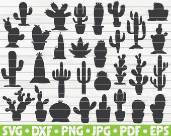 30 Cactus Silhouettes / Cut File / cliparts / printable / vectors / commercial use instant download