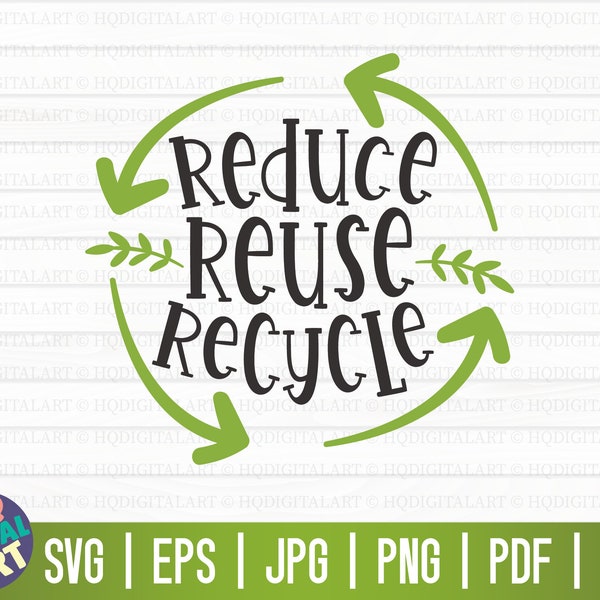 Reduce, reuse, recycle SVG / Earth day SVG / Free Commercial Use / Cut Files for Cricut / Clipart / vector / instant download