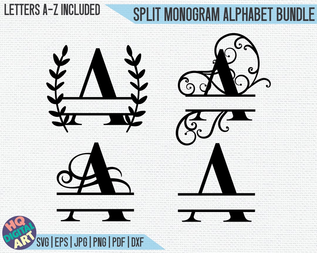 Split Monogram Alphabet Bundle SVG / Split Monogram Frame Alphabet ...