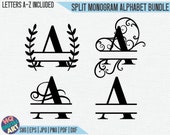 Split Monogram Alphabet Bundle SVG / Split Monogram Frame Alphabet Bundle / 4 Letter Designs / Digital Download for Cricut, Silhouette