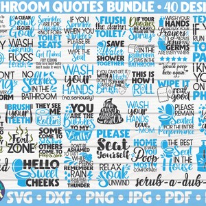 Puede incluir: Un paquete de dise&ntilde;o gr&aacute;fico azul y negro con 40 citas de ba&ntilde;o. Las citas son divertidas y f&aacute;ciles de entender, perfectas para agregar un toque de humor a la decoraci&oacute;n de tu ba&ntilde;o. El paquete incluye archivos SVG, DXF, PNG, JPG, PDF y EPS.
