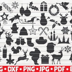 42 Christmas Silhouettes Bundle SVG / Uso commerciale gratuito / Taglia file per Cricut / clipart / stampabile / vettoriale / download istantaneo