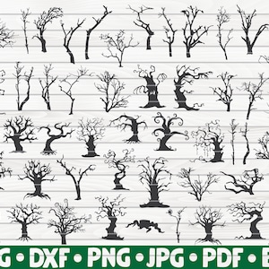 50 Dead Trees silhouettes bundle SVG / 50 spooky Halloween trees SVG designs / printable / cut files / cricut / silhouette studio