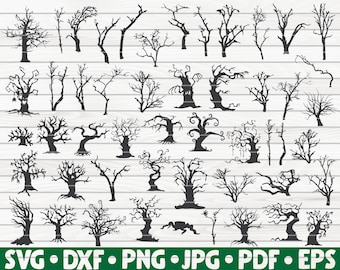 50 tote Bäume Silhouetten Bundle SVG / 50 gruselige Halloween Bäume SVG designs / printable / cut Dateien / Cricut / Silhouette studio
