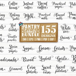 Pantry Labels SVG Bundle / Kitchen SVG / Cut File / Cliparts / Printable / Vectors / Decal / Commercial use / Instant download