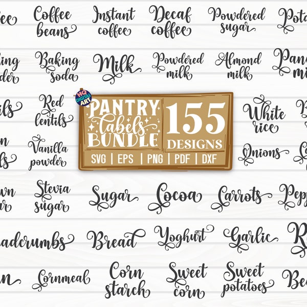 Pantry Labels SVG Bundle / Kitchen SVG / Cut File / Cliparts / Printable / Vectors / Decal / Commercial use / Instant download