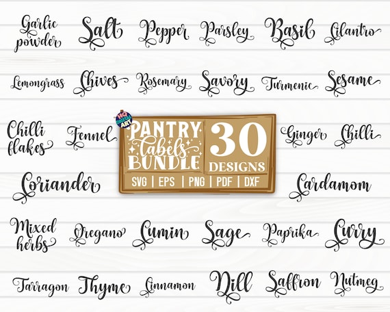 Pantry Labels SVG, Spice Labels SVG, Pantry Labels Cut Files