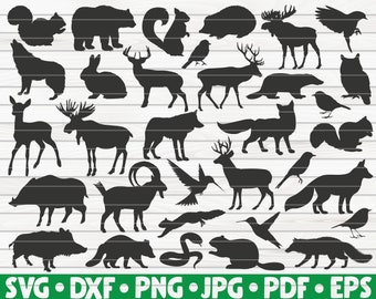 33 Forest Animals Silhouettes / Free Commercial Use / Cut files for Cricut / cliparts / printable / vectors / instant download